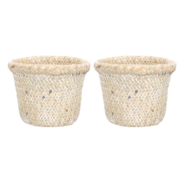 Hemoton Basket Trash Woven Bin Waste Wicker Can Garbage Storage Baskets