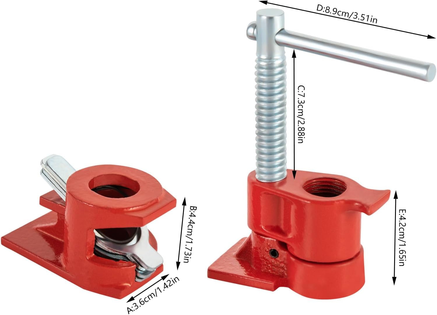 1/2" Pipe Clamp Set, Woodworking Cast Iron Clamp, 2PCS Heavy Duty Cast Iron Pipe Clamps for Metalworking, Woodworking and Frame Assembly
