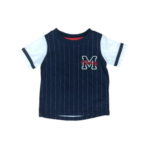 Disney Infant Boys Blue & White Stripe Mickey Mouse T-Shirt Baby Shirt 0-3m