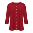 thumbnail image 4 of 3/4 Sleeve Button Down Cardigan Shirts Lightweight Casual Jacket for Women Fall Spring Thin Outerwear Tops (2XL, Red), 4 of 5