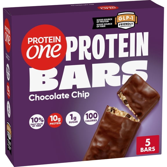 Protein One Chocolate Chip Protein Bars, GLP-1 Friendly, 5 Count, 4.8 oz