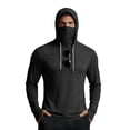 thumbnail image 5 of Men's Sun Protection Hoodie with Built-in Face Mask and Long Sleeves Featuring Ice Silk Fabric in Black Blue Brown Green for Summer Fishing Hiking Cycling or Outdoor Work Black L, 5 of 5