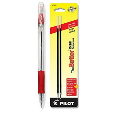 Pilot EasyTouch Ball Point Stick Pens, Fine Point, Red Ink 1 Pen & 2 Refills