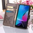 thumbnail image 7 of SaniMore Case for Motorola Moto G Play 2023 (6.5"), PU Leather Skin with Luxury Embossed Butterfly [Wrist Strap & Card Slots & Flip Kickstand] Full-body Shockproof Business Wallet Cover, Gray, 7 of 7