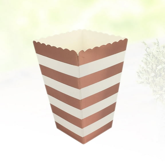 WESIEVYA 12Pcs Popcorn Paper Boxes Rose Gold Cardboard Candy Container for Birthday Party