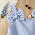 thumbnail image 5 of CUZIBR Toddler Baby Girls Sleeveless Bow Strap Dress Solid Color Square Collar Sleeveless Ruffled Tiered Party A-Line Dresses Summer Breathable Fashionable Swing Boho Beach Sundress,Blue,3-4 Years, 5 of 7
