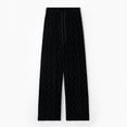 thumbnail image 4 of DHFJKG Velvet Wide Leg Pants Women Glitter Rhinestone High Waist Comfortable Drawstring Sweat Pants Baggy Streetwear Trendy Trousers, 4 of 8