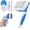 Blue-White, variant on Self Cleaning Shedding Brush - 5-in-1 Professional   Kit  Friendly  Tool for Dogs, Cats, and Puppies, Deshedding and Hair Removal for Long and Short Haired Pets(Blue-Grey)