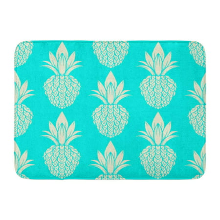 GODPOK Hawaiian White Summer Exotic with Silhouettes Tropical Fruit Pineapples Food Abstract Design Caribbean Rug Doormat Bath Mat 23.6x15.7