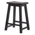 thumbnail image 2 of 24" Inch Solid Wood Saddle Bar Stool, Black, 2 of 7