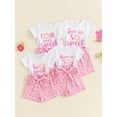 Aojekbee Little Girls Summer 2PCS Sets Short Sleeve Letter Donut