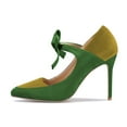 thumbnail image 2 of YDN Women Chic Stiletto Heels Pumps Closed Toe Mary Jane Bowknot Elastic Strap Sandals Office Party Shoes Size 5.5 Green, 2 of 4
