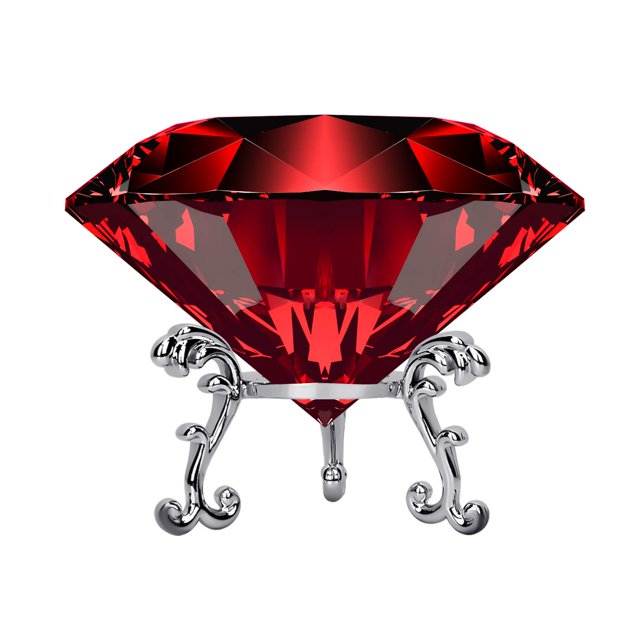 Pisapapeles grande de diamantes de cristal con soporte, joyas, decoraciones de boda, centros de mesa, decoración del hogar, 3,15 pulgadas (rojo)