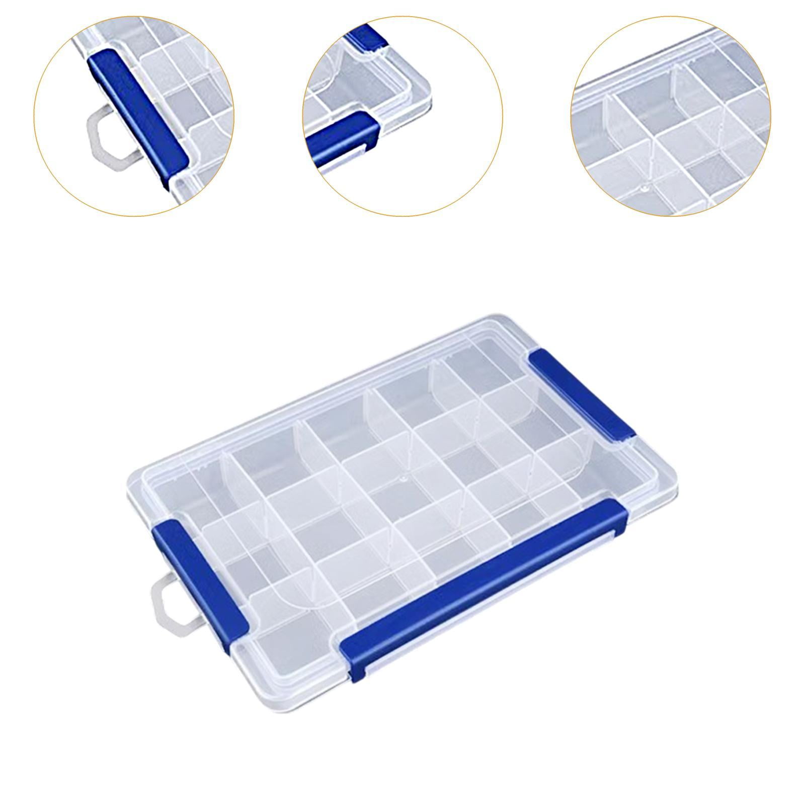 Fiocias Clear Organizer Box Bead Organizer Empty Portable Multifunctional Tackle Box for 15 Grid Large