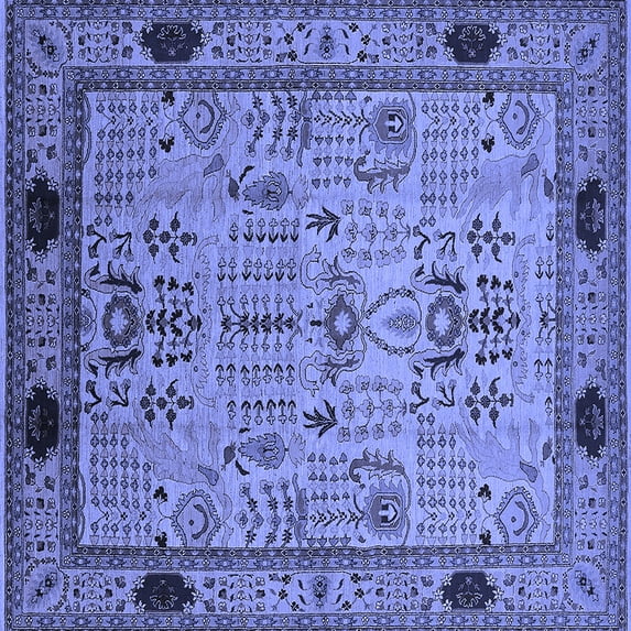 Ahgly Company Machine Washable Indoor Square Oriental Blue Industrial Area Rugs, 6' Square