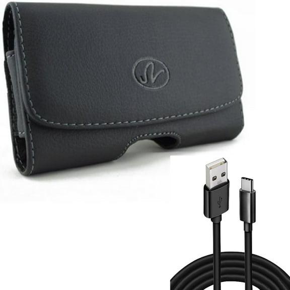 10ft USB-C Cable w Case Belt Clip for Samsung Galaxy S22 Plus,S21,S21 Plus,S21 S20 Plus,S20 Fan Edition,Fan FE 5G - Type-C Charger Cord Power, Leather Swivel Holster