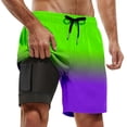 thumbnail image 1 of Board Shorts Male Swim Trunks Line Ing 2 In 1 Swim Shorts Elastic Quick Drying With Pockets Mens Beach Shorts Purple M, 1 of 4