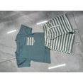 thumbnail image 1 of xiaxaixu Ensemble Pantalon pour Enfants Filles Garçons, Haut Décontracté de Fête à Manches Courtes Col Rond + Ensemble Short Ample à Rayures avec Cordon, 1 of 1