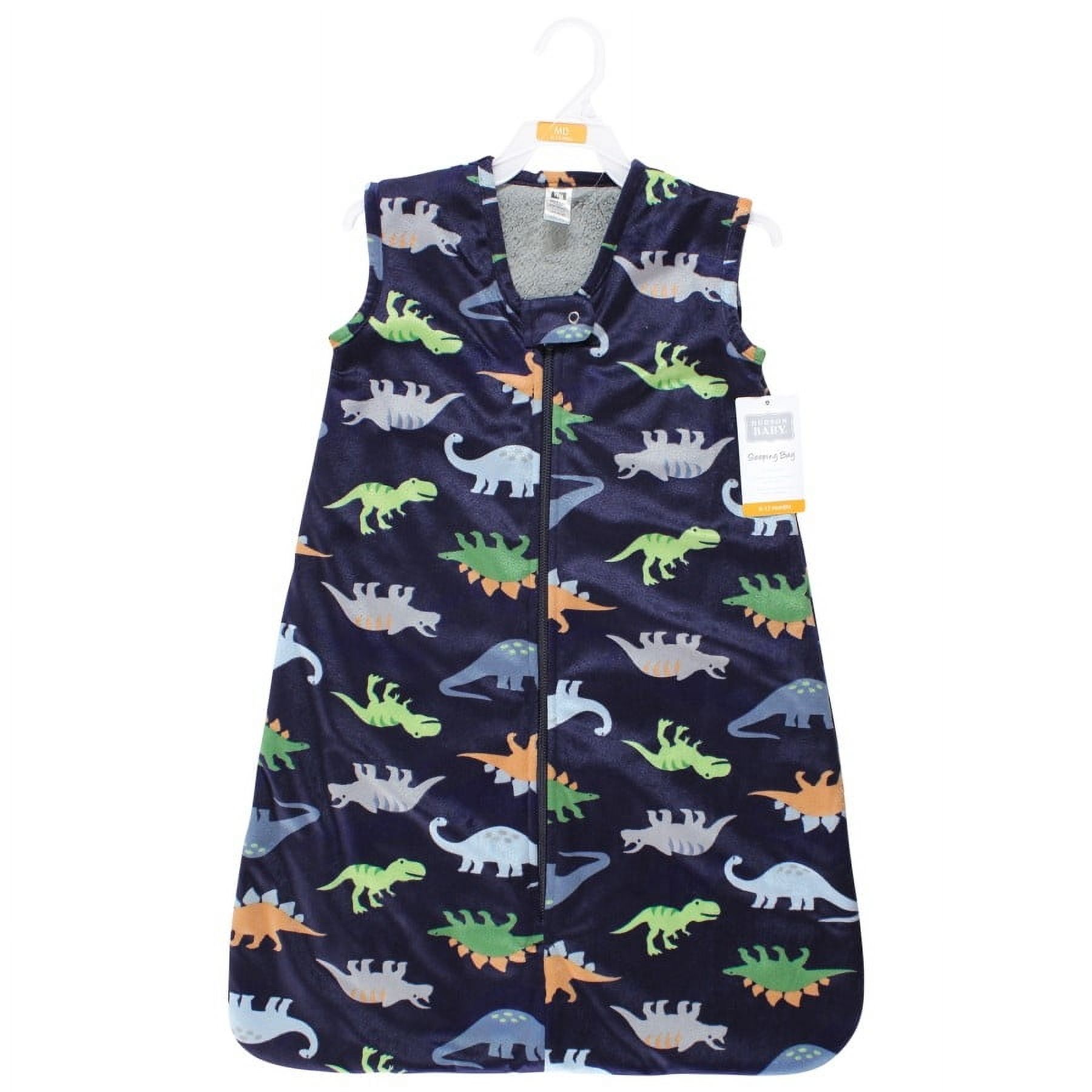 Hudson Baby Infant Boy Plush Faux Fur Sleeping Bag, Wearable Blanket, Dinosaurs, 18-24 Months