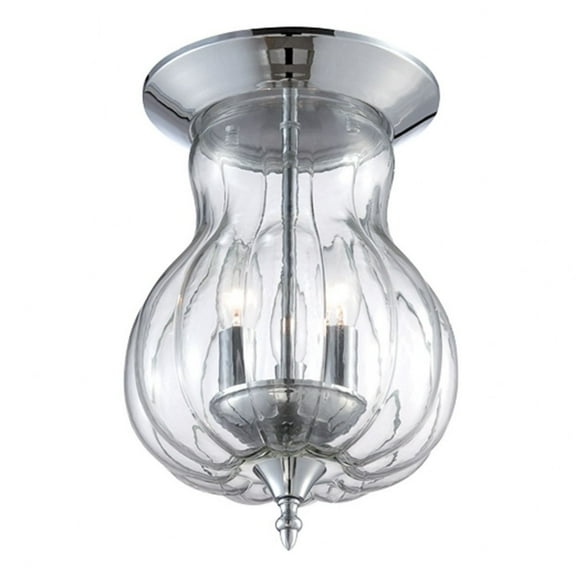 Traditional 3-Light Flushmount with Clear Textured Glass 13 inches Ceiling Mount Bailey Street Home 79-Bel-1862885