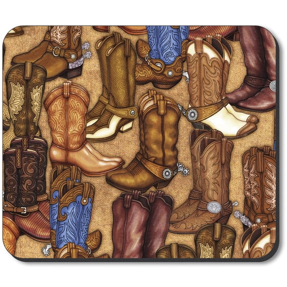 Art Plates brand Mouse Pad - Cowboy Boots (tan)
