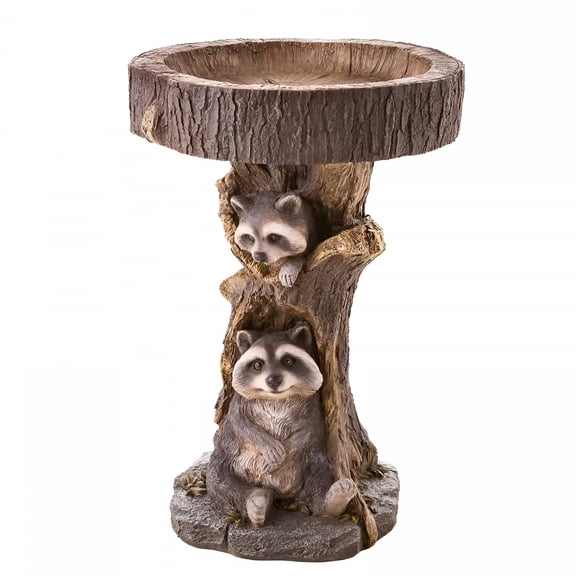ACDANC Resin Raccoon Birdbath Polyresin Antique Garden Bird Bath for Home Garden Yard