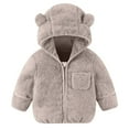 thumbnail image 2 of Kovlvoll Newborn Baby Clothes Girls Boys Sherpa Zipper Jackets Long Sleeve Hooded Infant Winter Fuzzy Thicken Warm Outerwear Coat, 2 of 7