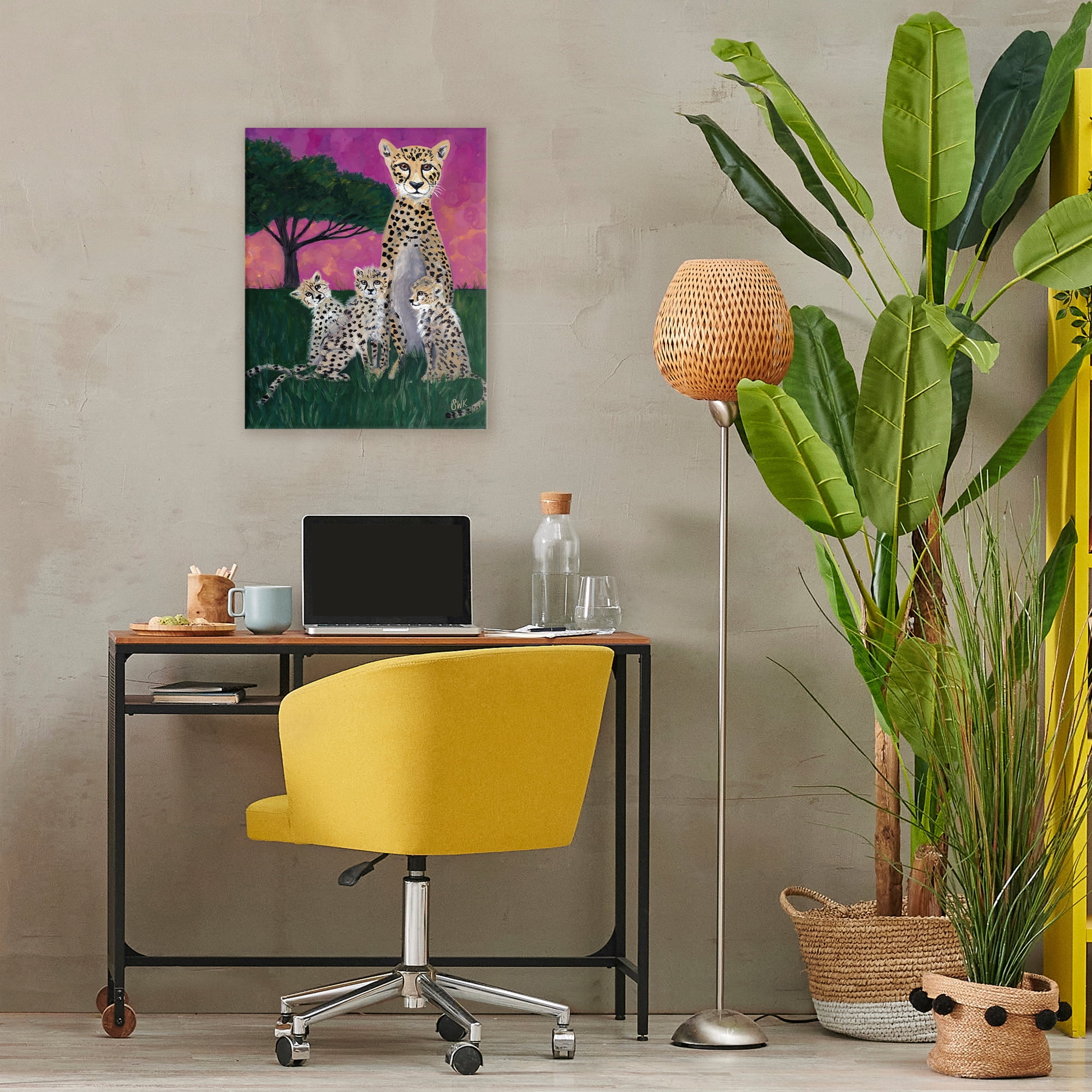 Stupell Industries Mama Cheetah & Her Cubs Canvas Wall Art, design by Sarah Waldron Kimball