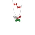 thumbnail image 2 of Delight Jewelry Silvertone Pebble Heart Christmas Kiss Charm Necklace and Stud Earrings, 2 of 4