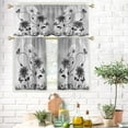 thumbnail image 2 of Teal Floral Kitchen Curtains Valance and Tiers Set 3 Piece Rustic Flowers White Daisy Butterfly Rod Pocket Small Short Living Room Bedroom Bathroom 54x18 inch + 27.5x36 inch*2, 2 of 4