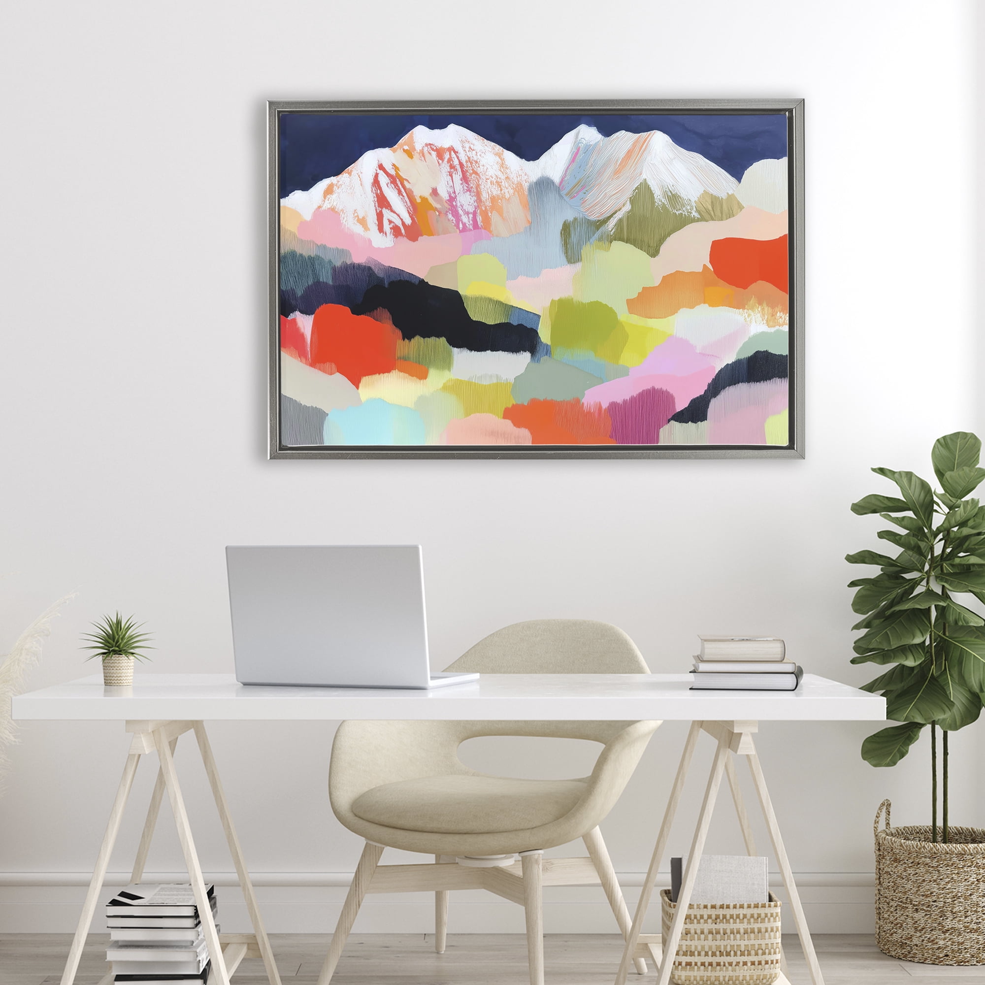 Stupell Industries Alpine Glow in Vibrant Mountains Gray Framed Floater Canvas Wall Art, design by Chromatic Storm Studio