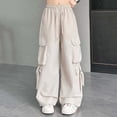 thumbnail image 5 of SJLDQY Girls Cargo Pants Casual Elastic Drawstring Waist Baggy Pants for Girls Wide Leg Sweatpants, 5 of 5