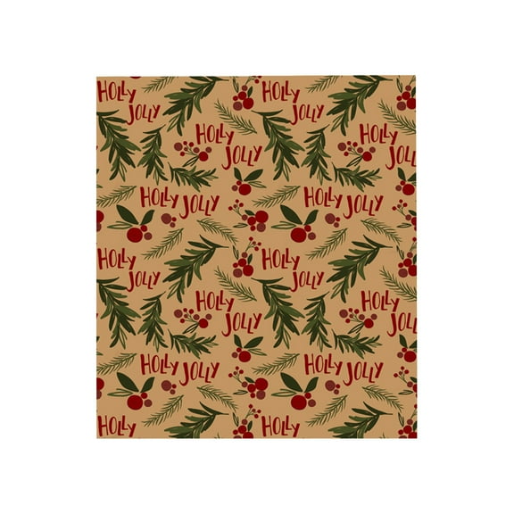 Christmas Wrapping Paper, Kraft Paper for Gift Boxes, Holiday Gift Wrapping with Snowflakes, Trees & Deer Print, Recyclable & Tear-Resistant