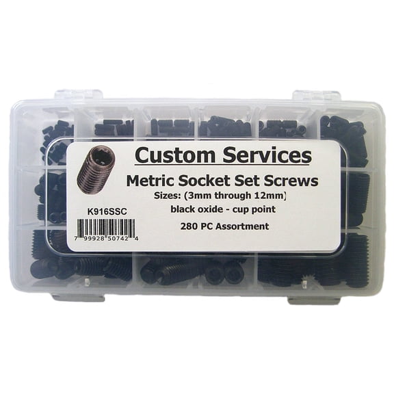 Bolt Junction Black Oxide Metric Set Screw Assortment Kit (280 Pcs, 3mm-12mm, 13 Sizes)
