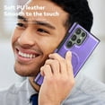 thumbnail image 6 of Magnetic for Galaxy S22 Ultra Premium PU Leather Case,Built-in Invisible Stand [Compatible with Magsafe] Protective Slim Kickstand Phone Cover Compatible with Samsung Galaxy S22 Ultra, Purple, 6 of 9