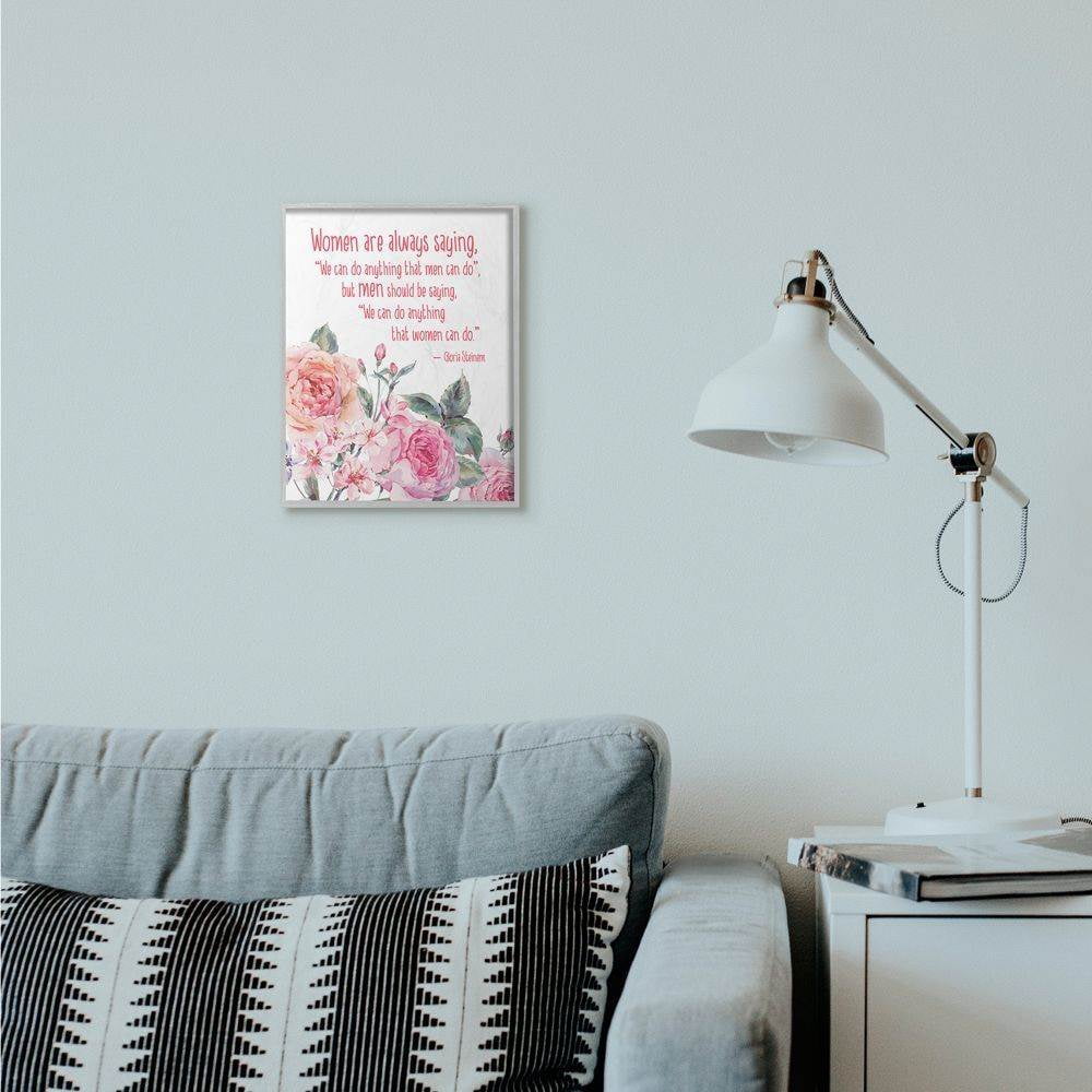 Stupell Industries Woman Can Do Anything Flower Inspirational Word Design Framed Wall Art by Jadei Graphics