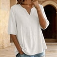 thumbnail image 2 of Vinsonshop Women Cotton Linen Embroidered Tops Embroidered Linen Tops Boho Gauze Tops Boho Linen Shirts Bohemian Peasant Shirts Retro Embroidered Womens Casual Shirts White XXL, 2 of 9