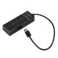 thumbnail image 1 of Adaptador convertidor de concentrador USB 3.0 de 4 puertos de alta velocidad extensor portátil para lector de tarjetas Macbook negro, 1 of 8