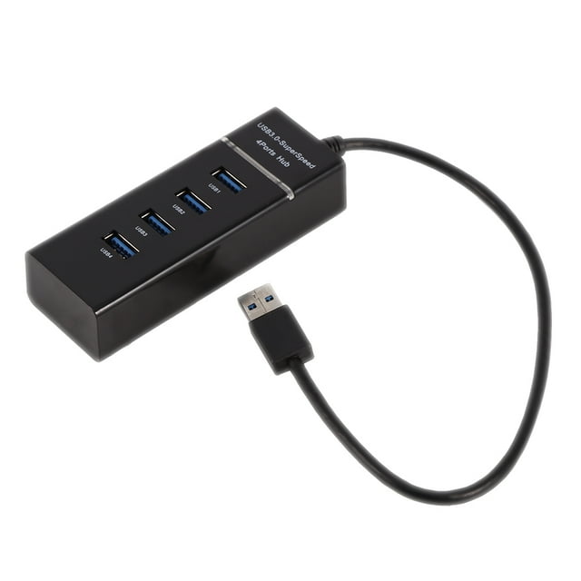 Adaptador convertidor de concentrador USB 3.0 de 4 puertos de alta velocidad extensor portátil para lector de tarjetas Macbook negro