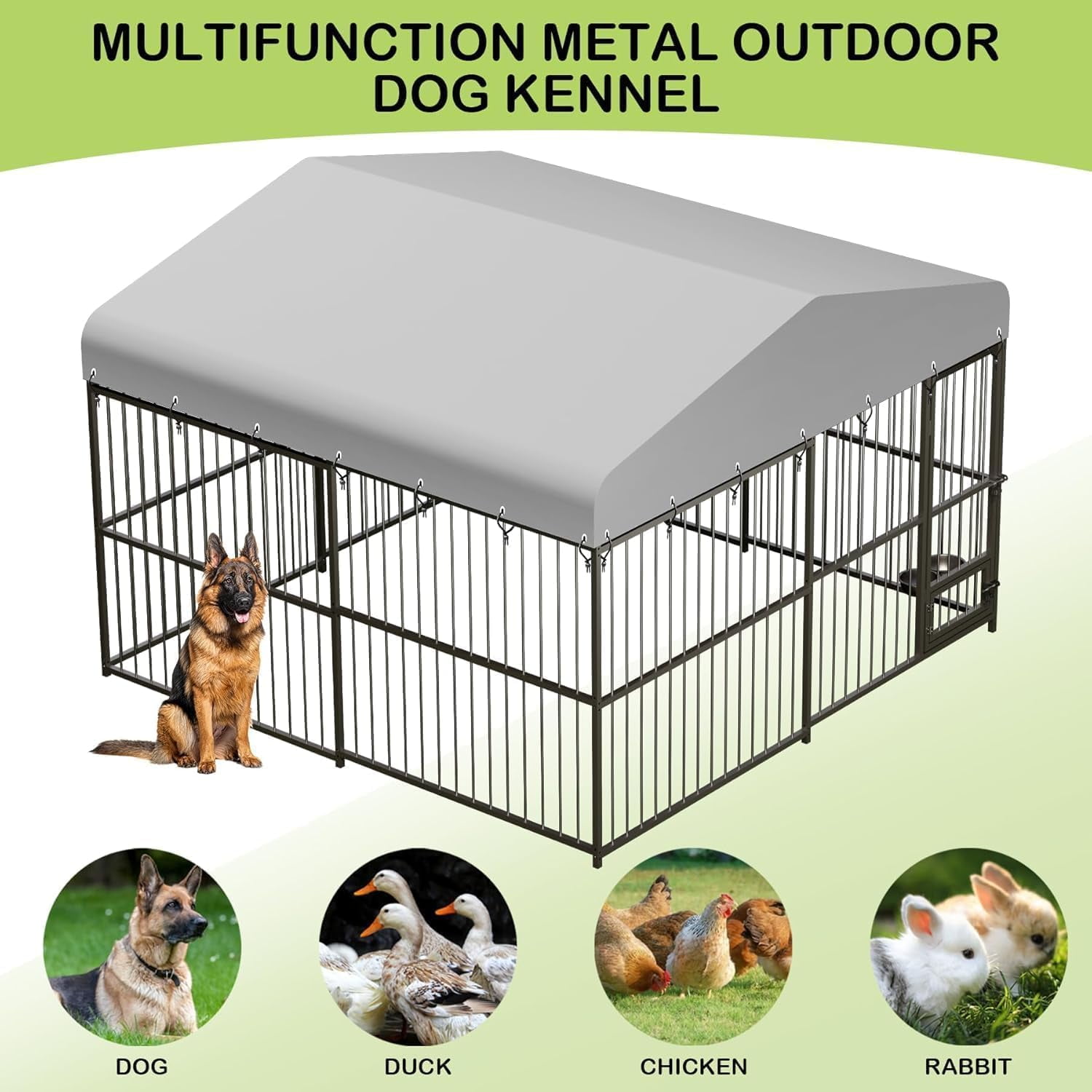 Dog Kennel Outside,10x10x6 FT Large Outdoor Dog Kennel with Weatherproof,Dog House,Dog Playpen Outdoor,Covered Dog Outside Kennel,for Medium and Large Dogs,Easy Assembly