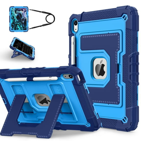 Shockproof Case For iPad 11th Gen 11" 2025/10th Gen 10.9" 2022,With Retractable Kickstand,Shoulder Strap,Built-in Pencil Holder,Heavy Duty Shockproof Rugged Protective Rugged Tablet Case,F