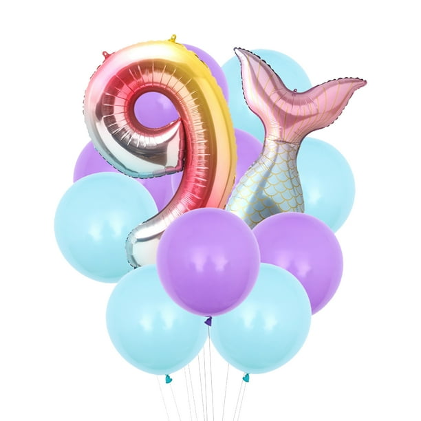 12 globos de cola de sirena para fiestas de cumpleaños, juego de decoraciones para niños y niñas TFixol Globos Reutilizables