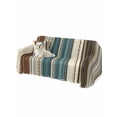 thumbnail image 2 of Teal Boho Stripes Couch Cover Sofa Covers 3 Cushion Sectional Couch, Modern Bohemia Brown Beige Texture Washable Sofa Covers Slipcover Sectional Sofa Cover, Furniture Protector 71"x150", 2 of 9