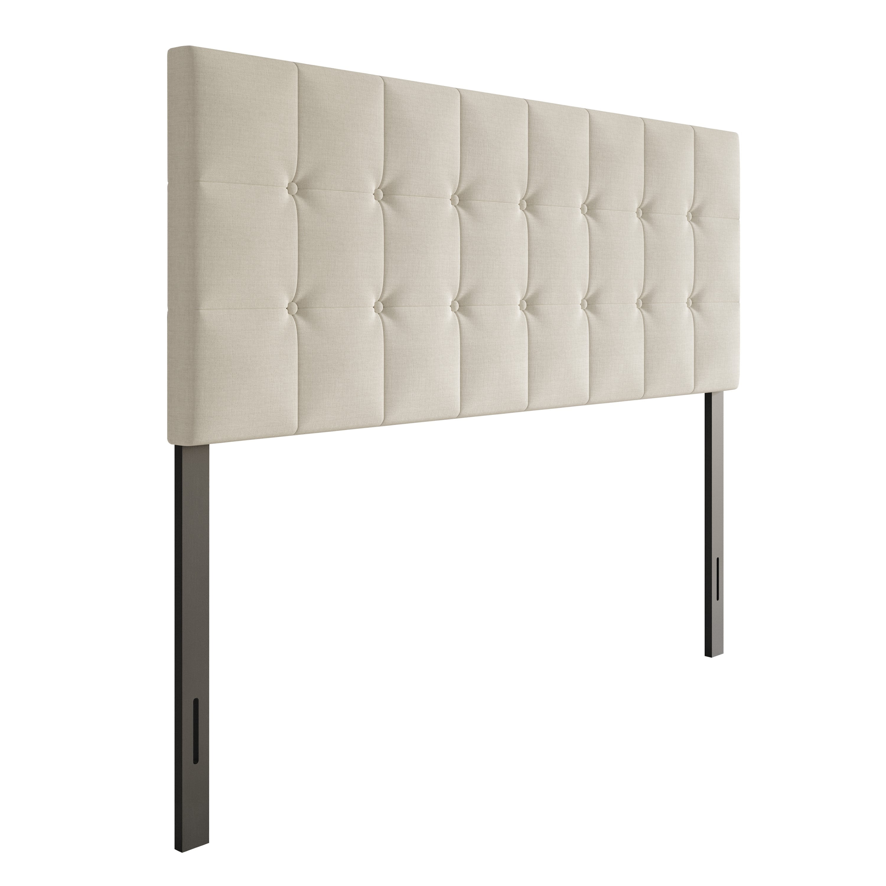 Home Design Ida King Upholstered Transitional Adjustable Headboard With Button Tufted For Adult, Grey