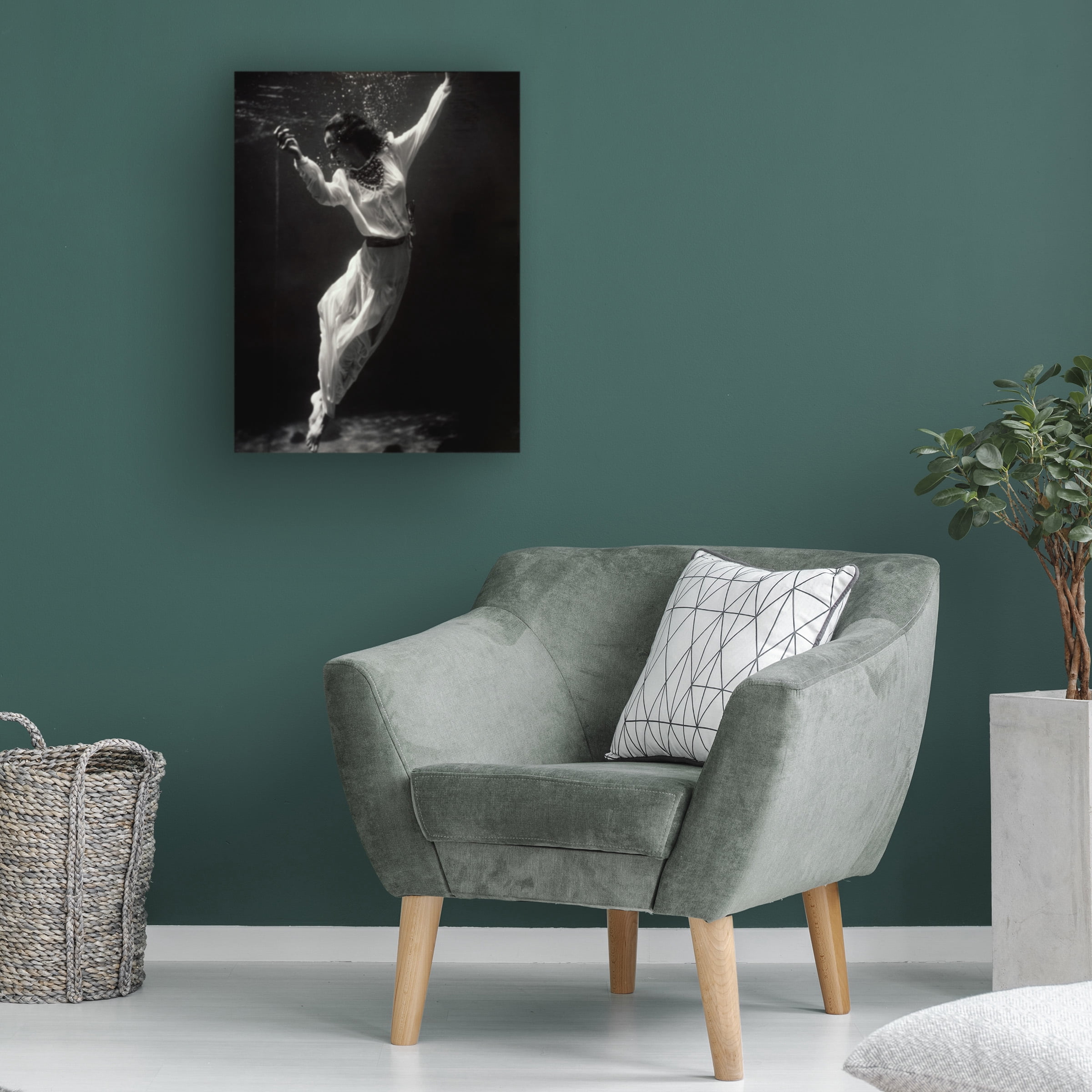 Print Collection 'Fashion Model Underwater in Dolphin Tank' Canvas Art
