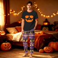 thumbnail image 2 of Halloween Family Pajamas Set Long Sleeve Crew Neck, Soft Matching Halloween Pajamas with Sunglasses Pumpkin & Candy Stripe Print, Festive Family Halloween Pajama Set, 2 of 7