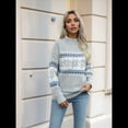 thumbnail image 4 of Suéteres Casuales de Punto con Estampado de Leopardo para Mujer, Suéteres de Larga con Cuello Redondo Gris L, 4 of 10