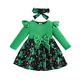 thumbnail image 3 of XAOFW Girl's Dresses St Patrick's Day Long Sleeve Floral Prints Cute Dress Party Night Cozy Breathable, 3 of 9