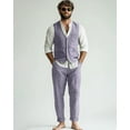 thumbnail image 2 of Lycody 2pcs Men's Retro Linen Vest Pant Summer Suits Elegant Slim Suit Gentleman Wedding Light Weight Linen Suit, 2 of 5