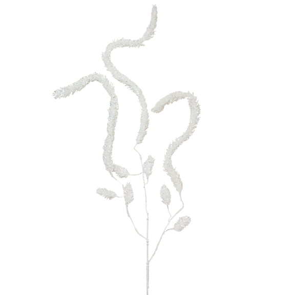 Northlight 52" White and Silver Glittered Weeping Christmas Pine Spray